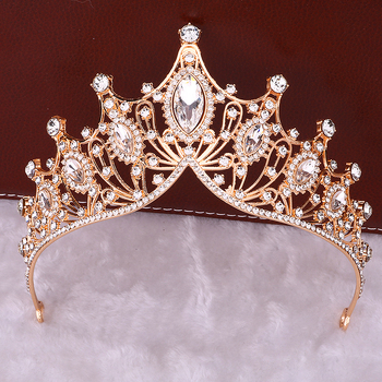 Tiara vintage baroc – aliaj, placare electrolitică, cristale