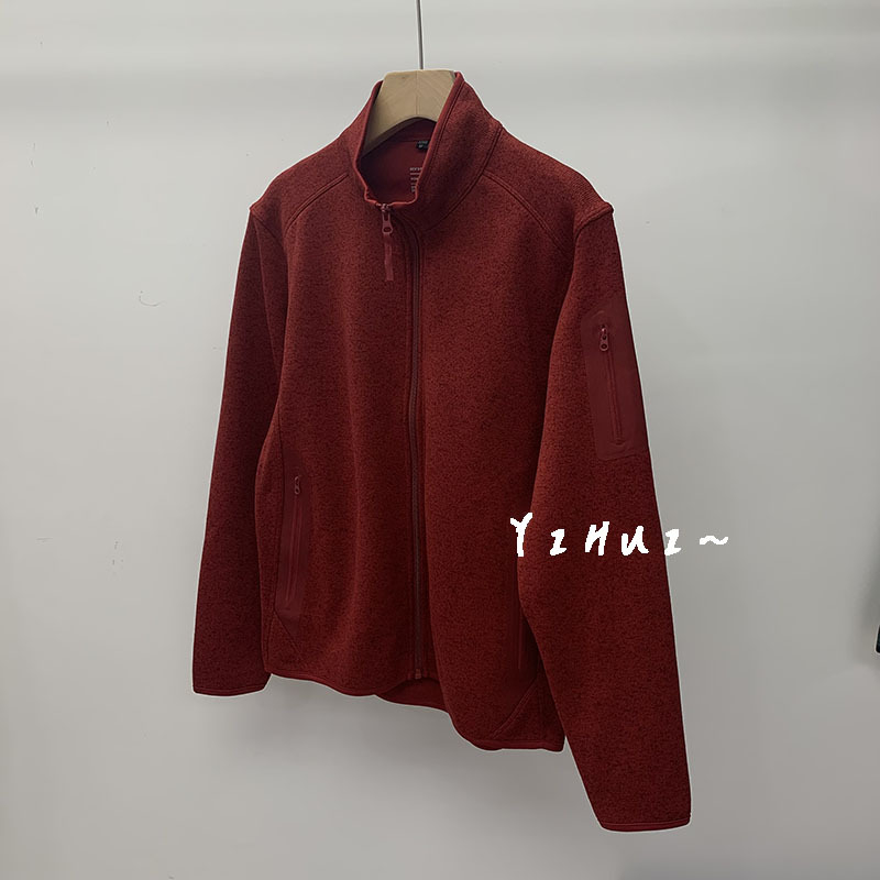 Fleece dukserica s kapuljom, jednobojna boja, polo ovratnik, dugi rukavi s krojem princes, normalna duljina (50–65 cm), jesen-zima 2025, materijal: akrilna vlakna i poliester, za žene