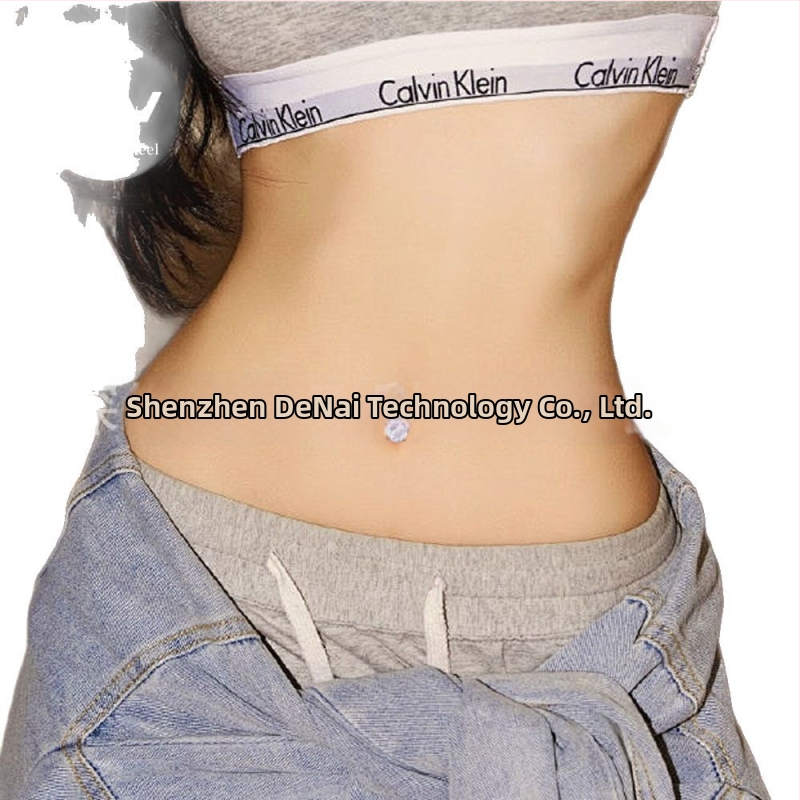 Пъпна халка от титаниева сплав, сърцевидна форма, циркон камъни в квадратни, правоъгълни, триъгъгълни, кръгли или сърцевидни форми