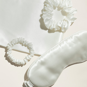 3 részes selyem készlet: párnahuzat, szemmaszk, hajgumi | 100% mulberry selyem, satin szövés, reaktív festés