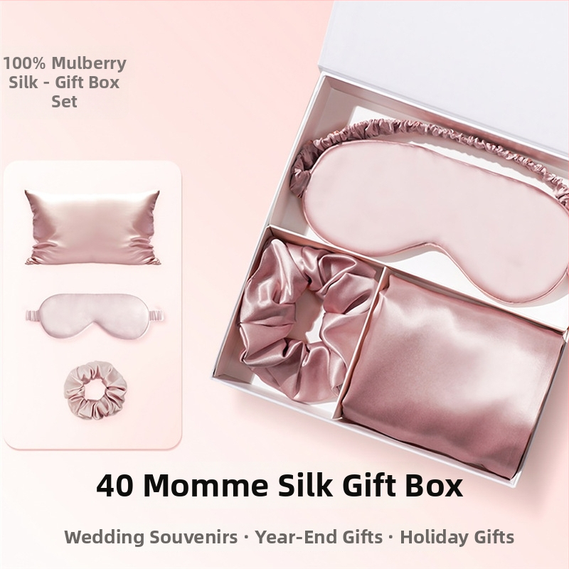 3 részes selyem készlet: párnahuzat, szemmaszk, hajgumi | 100% mulberry selyem, satin szövés, reaktív festés