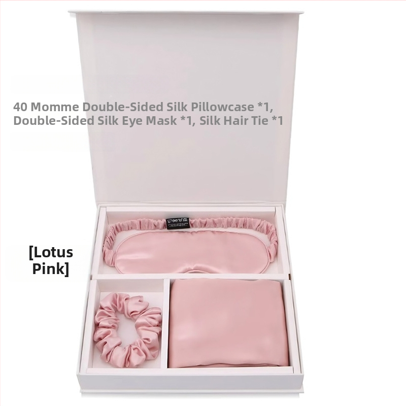 3 részes selyem készlet: párnahuzat, szemmaszk, hajgumi | 100% mulberry selyem, satin szövés, reaktív festés