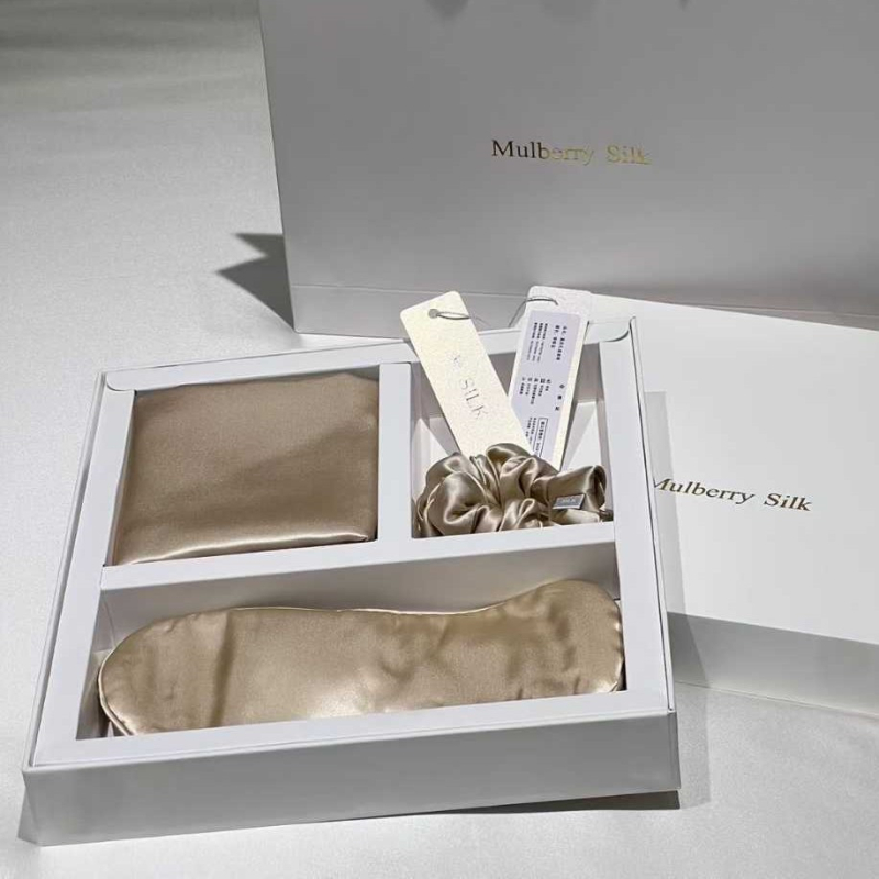 3 részes selyem készlet: párnahuzat, szemmaszk, hajgumi | 100% mulberry selyem, satin szövés, reaktív festés