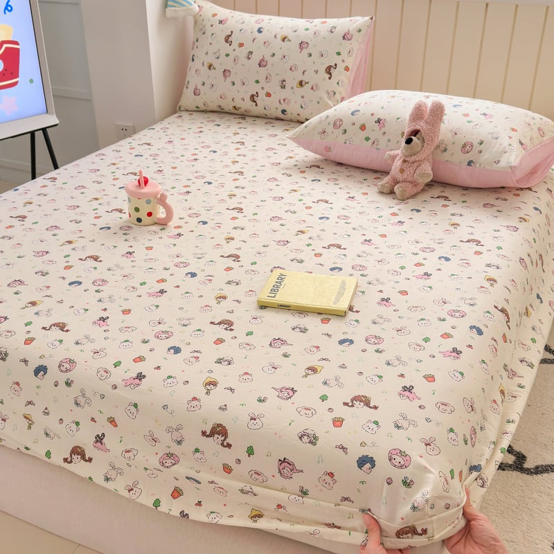 Cuvertură de pat din bumbac 100%, cu model desen animat, imprimare și vopsire reactive, țesătură vopsită