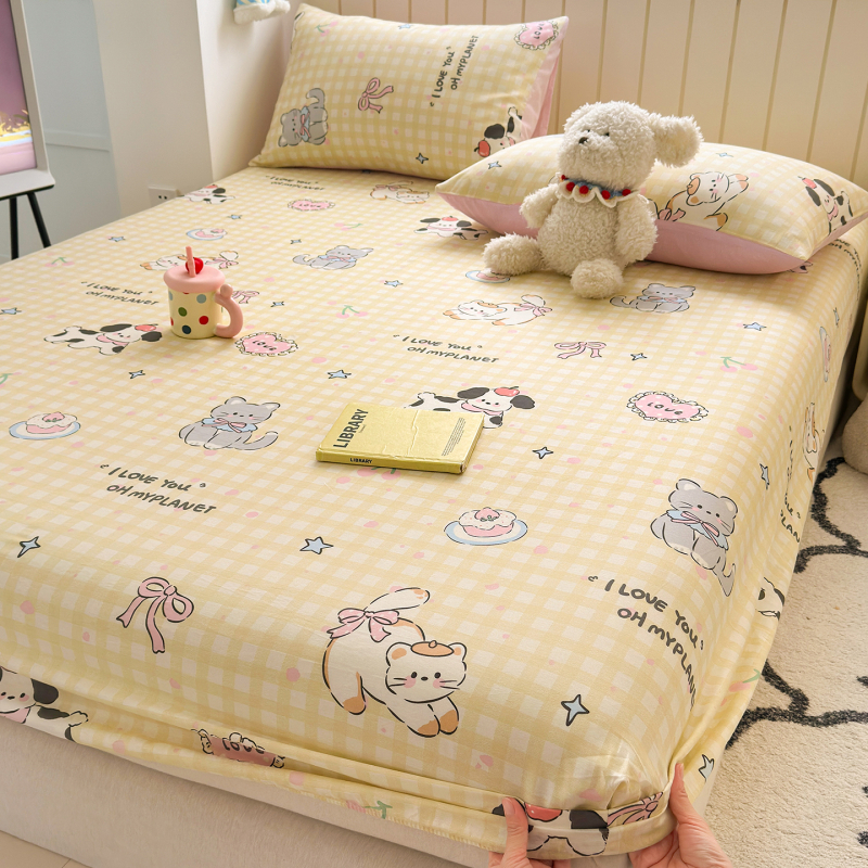 Cuvertură de pat din bumbac 100%, cu model desen animat, imprimare și vopsire reactive, țesătură vopsită