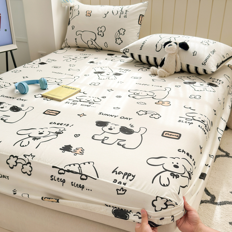 Cuvertură de pat din bumbac 100%, cu model desen animat, imprimare și vopsire reactive, țesătură vopsită