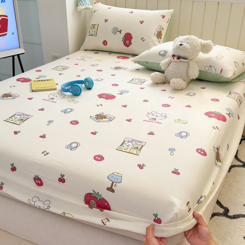 Cuvertură de pat din bumbac 100%, cu model desen animat, imprimare și vopsire reactive, țesătură vopsită