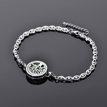 Sakausėjimo apyrankė čiurnai, lapų formos, eterinio aliejaus difuzorius, reguliuojama, uodų repelentas