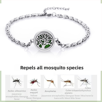 Sakausėjimo apyrankė čiurnai, lapų formos, eterinio aliejaus difuzorius, reguliuojama, uodų repelentas