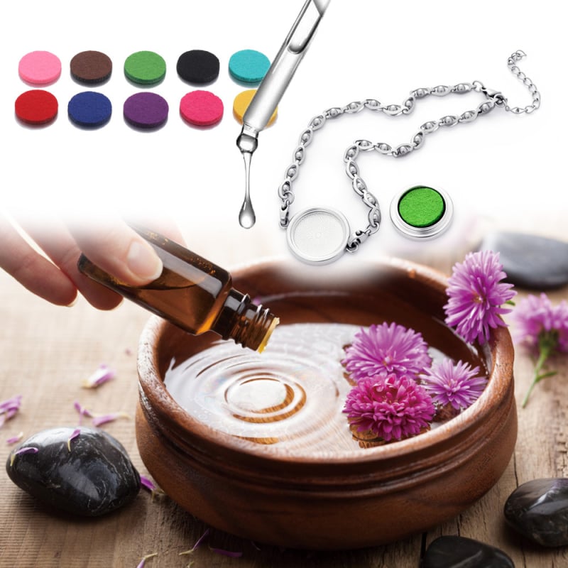 Sakausėjimo apyrankė čiurnai, lapų formos, eterinio aliejaus difuzorius, reguliuojama, uodų repelentas