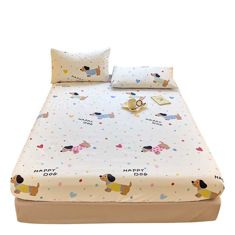 Cearșaf elastic pentru pat cu model desen animat, din bumbac 100%, vopsire reactiva, densitate țesătură 128×68, 40 fire, set cearșafuri de pat