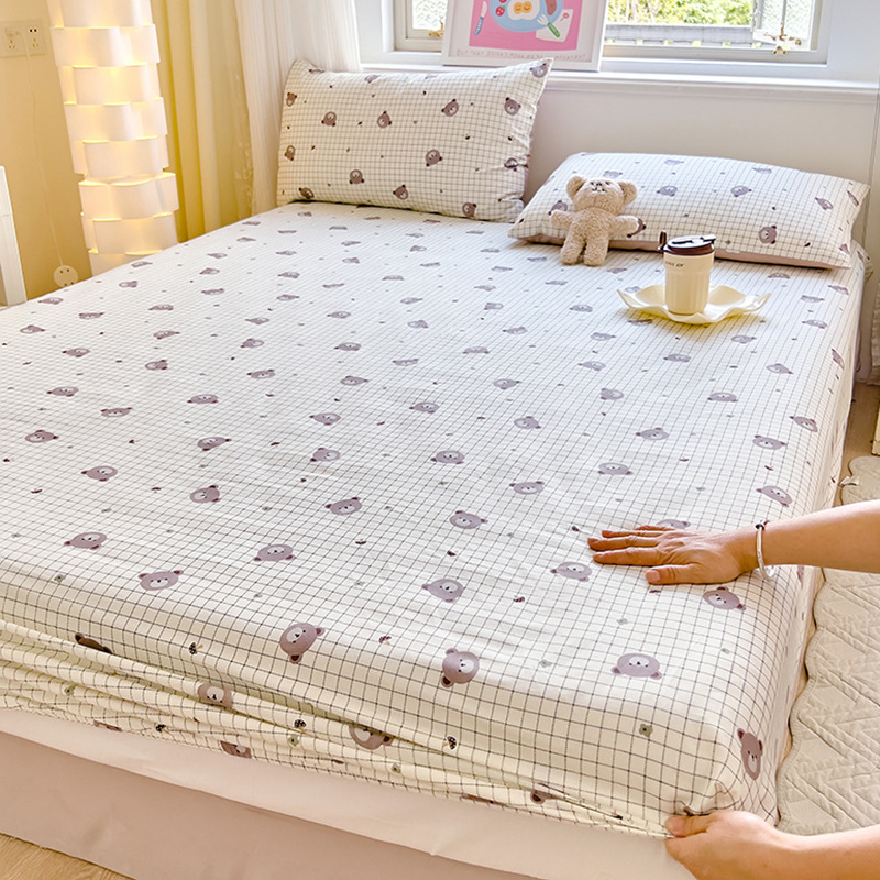 Cearșaf elastic pentru pat cu model desen animat, din bumbac 100%, vopsire reactiva, densitate țesătură 128×68, 40 fire, set cearșafuri de pat