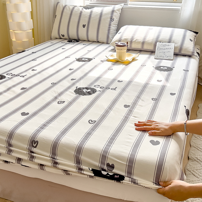 Cearșaf elastic pentru pat cu model desen animat, din bumbac 100%, vopsire reactiva, densitate țesătură 128×68, 40 fire, set cearșafuri de pat