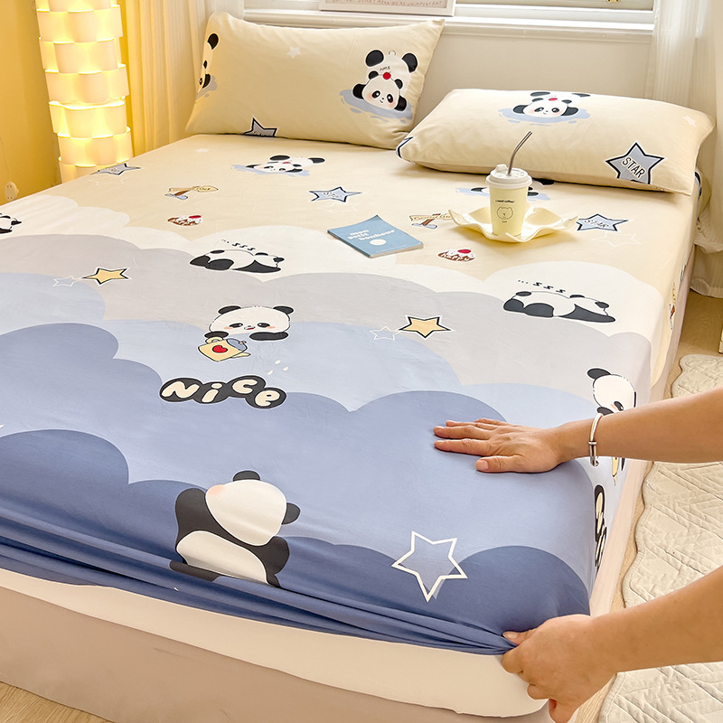 Cearșaf elastic pentru pat cu model desen animat, din bumbac 100%, vopsire reactiva, densitate țesătură 128×68, 40 fire, set cearșafuri de pat