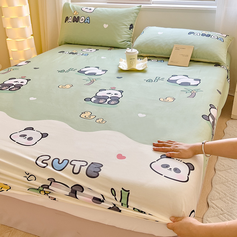 Cearșaf elastic pentru pat cu model desen animat, din bumbac 100%, vopsire reactiva, densitate țesătură 128×68, 40 fire, set cearșafuri de pat