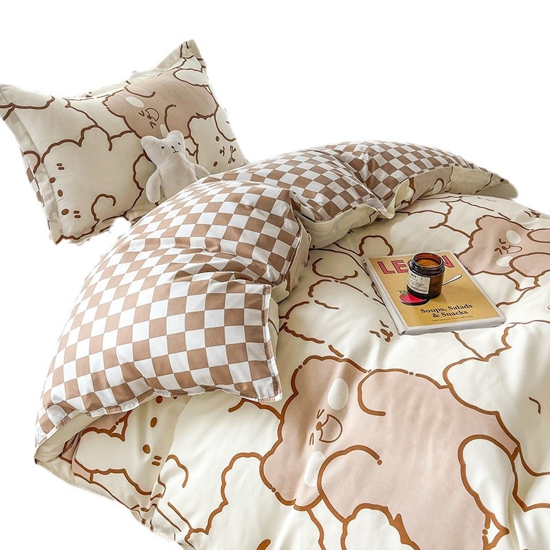 Studentų bendrabutyje patalynės komplektas: trijų dalių, animacinio atspaudo, reagavimo dažymas, paprastas audinys, svoris 1 kg