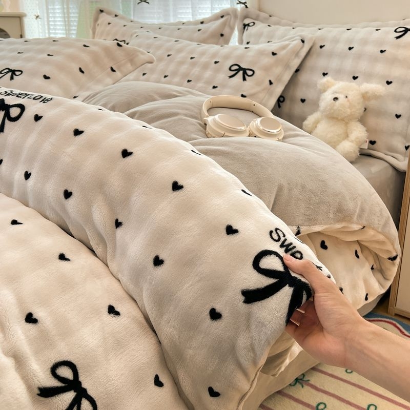 Antarktički baršunasti set posteljine, navlaka za pokrivač od Milk Velvet, dvostrani baršunasti prekrivač, Rabbit Velvet plahta, 200x230 cm, twill, reaktivni tisak