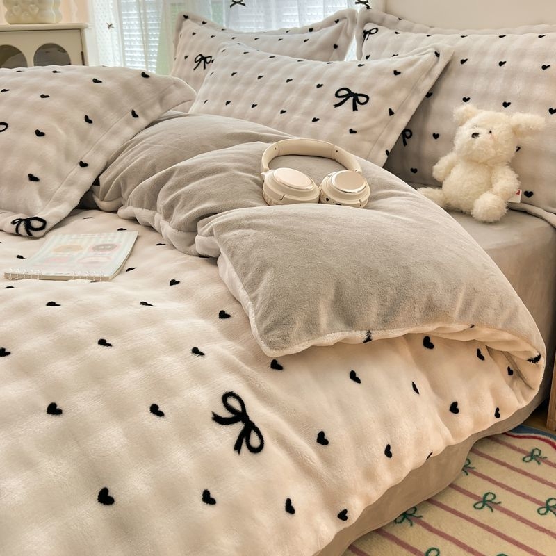 Antarktički baršunasti set posteljine, navlaka za pokrivač od Milk Velvet, dvostrani baršunasti prekrivač, Rabbit Velvet plahta, 200x230 cm, twill, reaktivni tisak