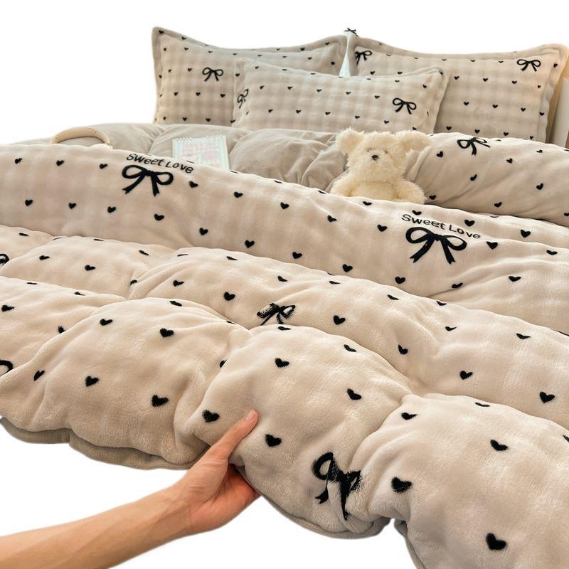 Antarktički baršunasti set posteljine, navlaka za pokrivač od Milk Velvet, dvostrani baršunasti prekrivač, Rabbit Velvet plahta, 200x230 cm, twill, reaktivni tisak