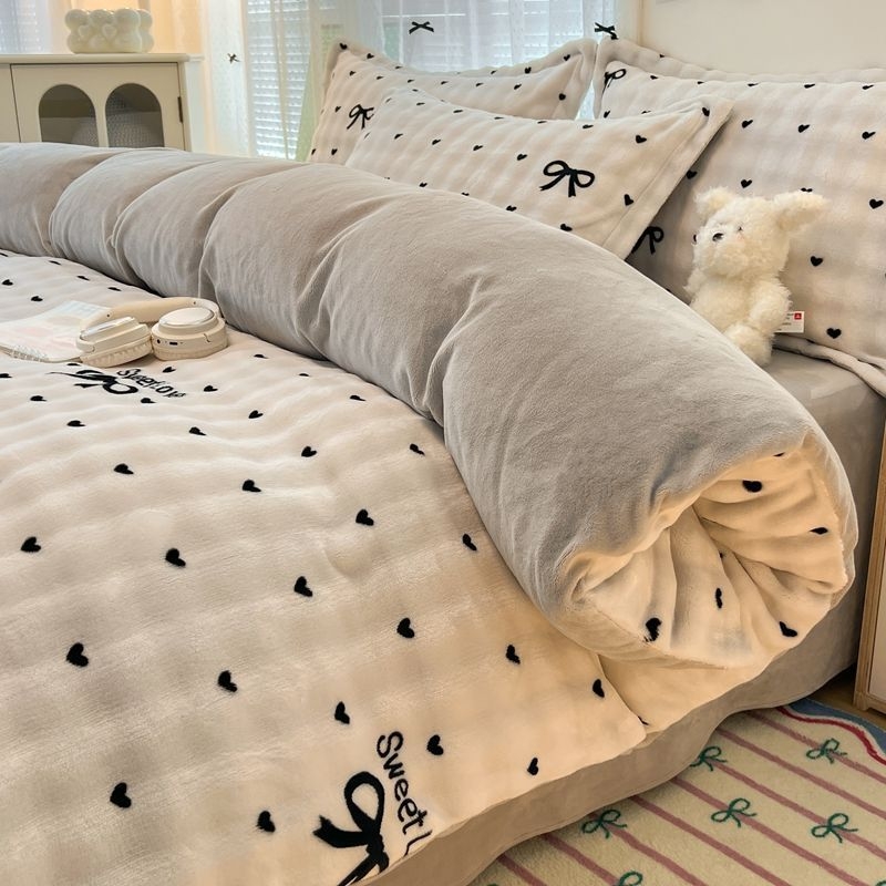 Antarktički baršunasti set posteljine, navlaka za pokrivač od Milk Velvet, dvostrani baršunasti prekrivač, Rabbit Velvet plahta, 200x230 cm, twill, reaktivni tisak
