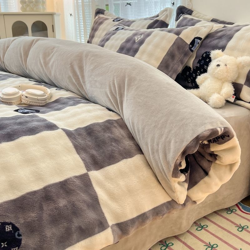 Antarktički baršunasti set posteljine, navlaka za pokrivač od Milk Velvet, dvostrani baršunasti prekrivač, Rabbit Velvet plahta, 200x230 cm, twill, reaktivni tisak