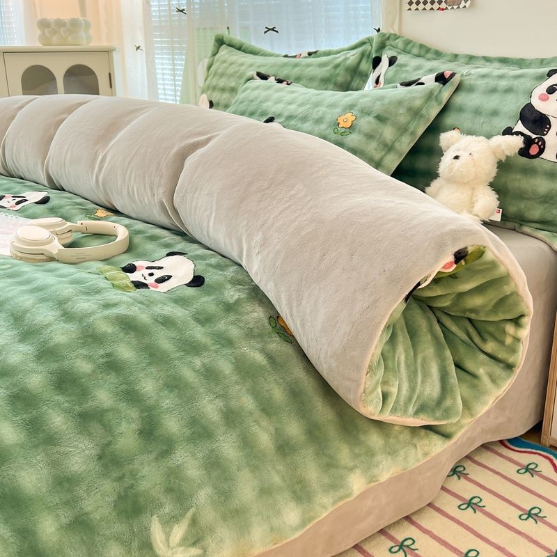 Antarktički baršunasti set posteljine, navlaka za pokrivač od Milk Velvet, dvostrani baršunasti prekrivač, Rabbit Velvet plahta, 200x230 cm, twill, reaktivni tisak