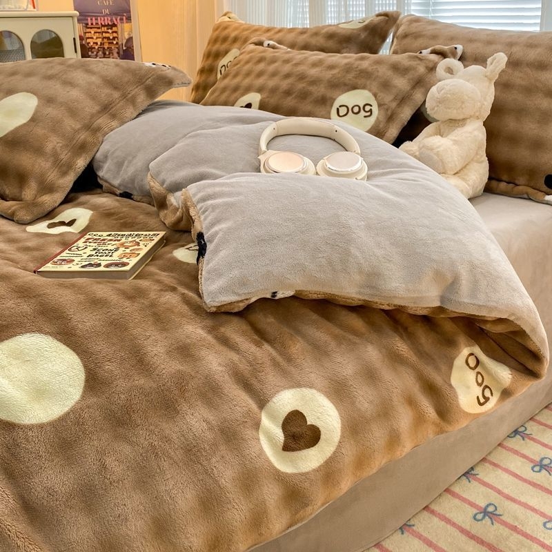 Antarktički baršunasti set posteljine, navlaka za pokrivač od Milk Velvet, dvostrani baršunasti prekrivač, Rabbit Velvet plahta, 200x230 cm, twill, reaktivni tisak