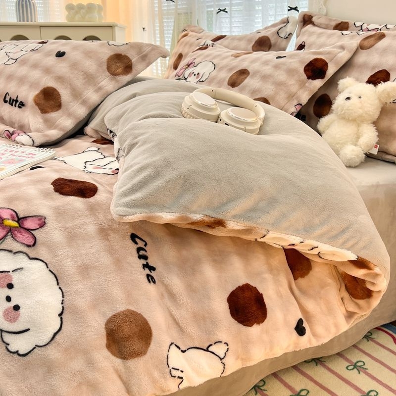 Antarktički baršunasti set posteljine, navlaka za pokrivač od Milk Velvet, dvostrani baršunasti prekrivač, Rabbit Velvet plahta, 200x230 cm, twill, reaktivni tisak