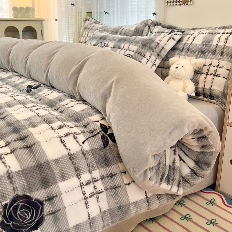 Antarktički baršunasti set posteljine, navlaka za pokrivač od Milk Velvet, dvostrani baršunasti prekrivač, Rabbit Velvet plahta, 200x230 cm, twill, reaktivni tisak