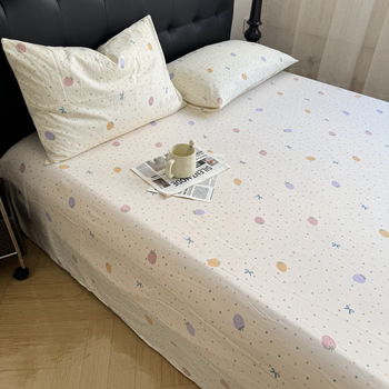 Premium set plahti od dvostrane gaze s otiskom, 3 komada, za jednostruki krevet u studentskom domu, sa širokim rubom