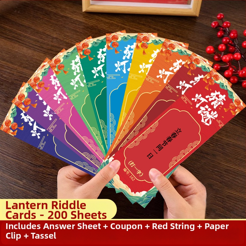 Mėnulio festivalio mįslių kortelių rinkinys – popierius, kvadrato formos, DIY, etninio stiliaus