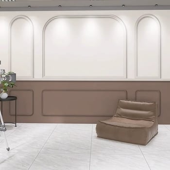 Sienų tapetai: prancūziškos gipso linijos dizainas, šilko medžiaga, dėmių atsparumas