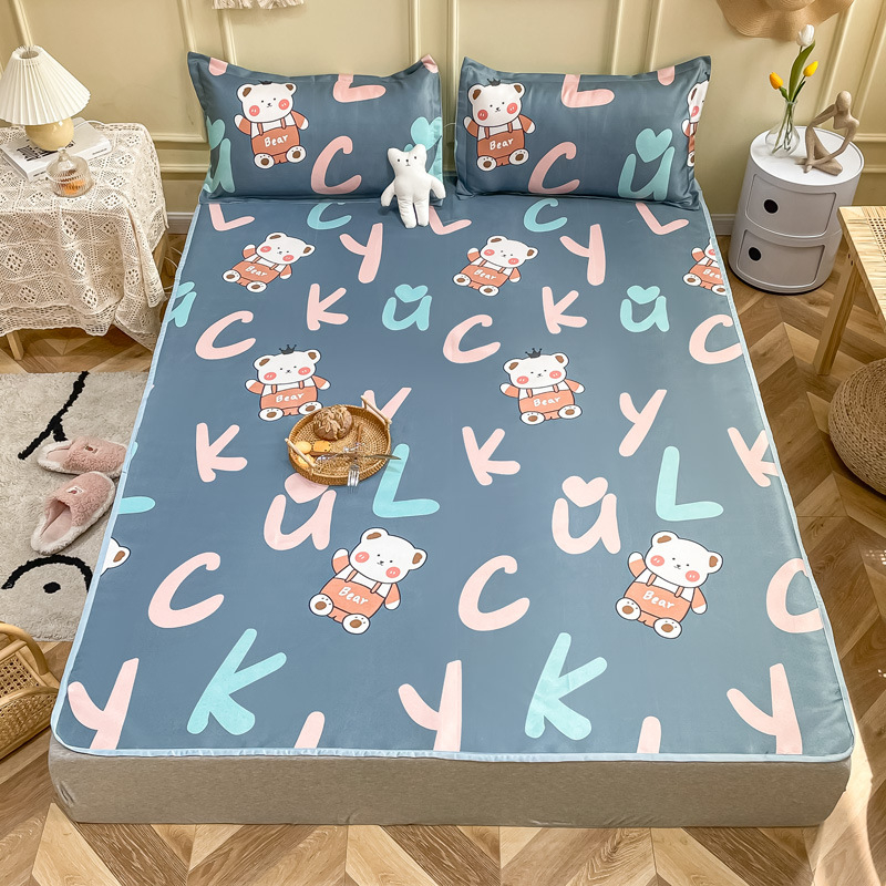 Мат кит Ice Silk печат, сгъваем, модерен минималистичен стил, химическо влакно, тричастен комплект