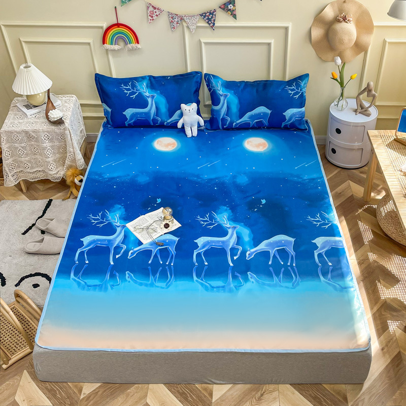 Мат кит Ice Silk печат, сгъваем, модерен минималистичен стил, химическо влакно, тричастен комплект