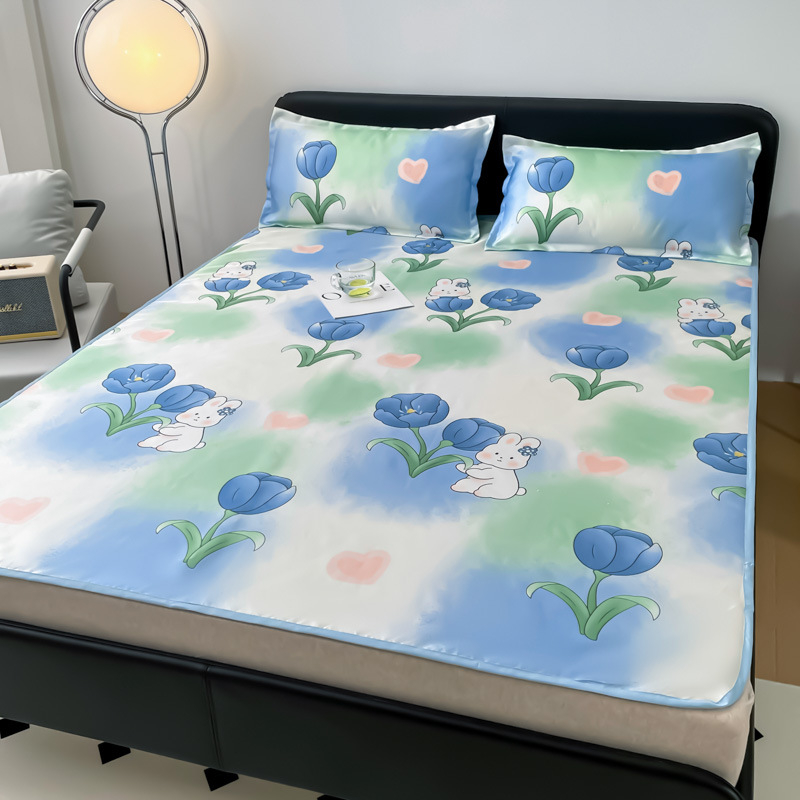 Мат кит Ice Silk печат, сгъваем, модерен минималистичен стил, химическо влакно, тричастен комплект