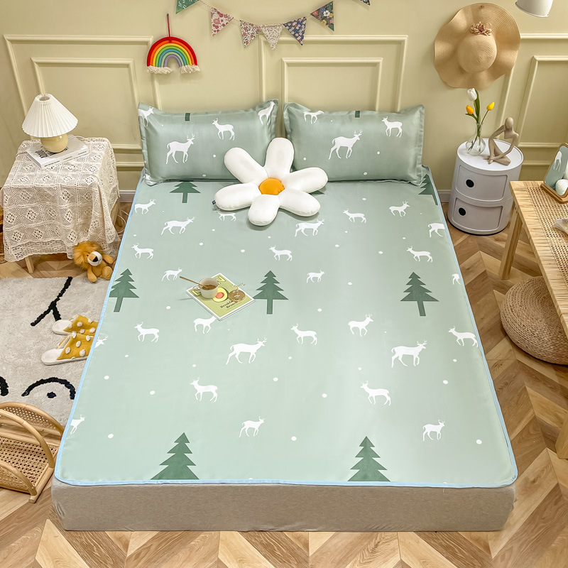 Мат кит Ice Silk печат, сгъваем, модерен минималистичен стил, химическо влакно, тричастен комплект