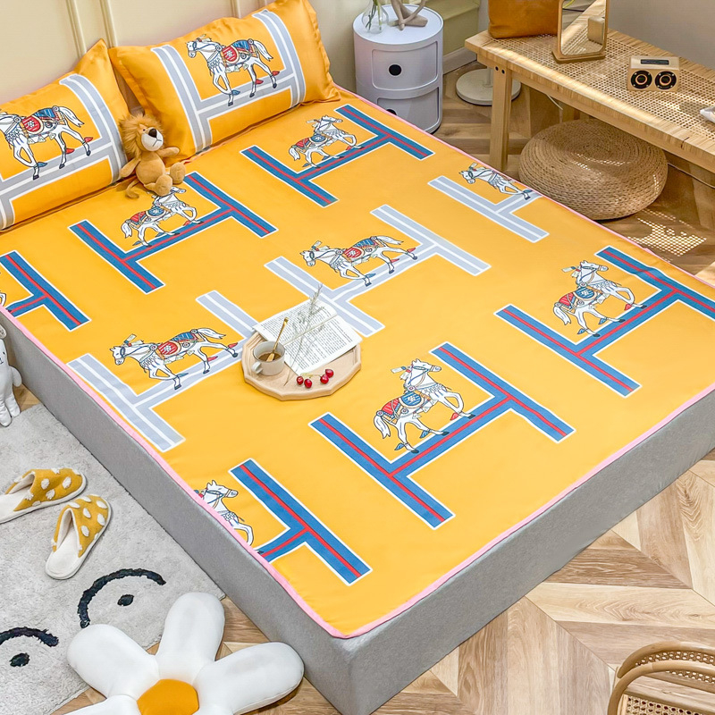 Мат кит Ice Silk печат, сгъваем, модерен минималистичен стил, химическо влакно, тричастен комплект