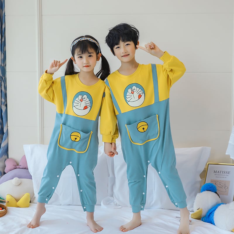 Vaikų vienos dalies naktiniai drabužiai, 95% medvilnė, unisex, 2025 m. pavasaris, animacinių filmų raštai, anti-statinis ir drėgmės pašalinimas
