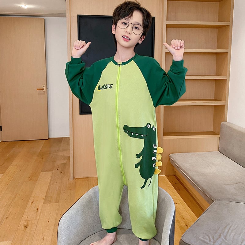 Vaikų vienos dalies naktiniai drabužiai, 95% medvilnė, unisex, 2025 m. pavasaris, animacinių filmų raštai, anti-statinis ir drėgmės pašalinimas
