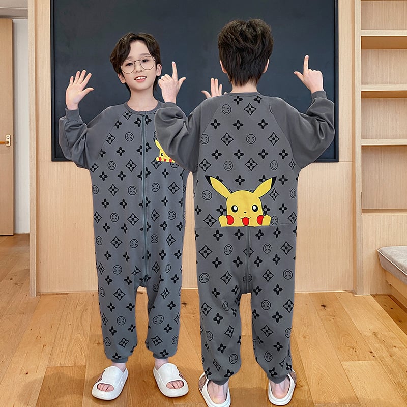 Vaikų vienos dalies naktiniai drabužiai, 95% medvilnė, unisex, 2025 m. pavasaris, animacinių filmų raštai, anti-statinis ir drėgmės pašalinimas