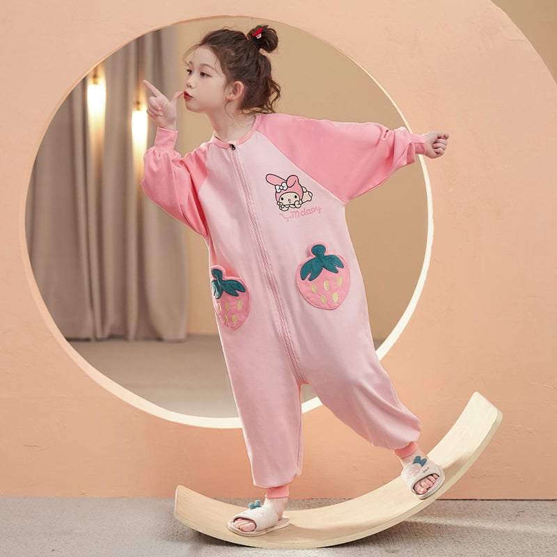 Vaikų vienos dalies naktiniai drabužiai, 95% medvilnė, unisex, 2025 m. pavasaris, animacinių filmų raštai, anti-statinis ir drėgmės pašalinimas