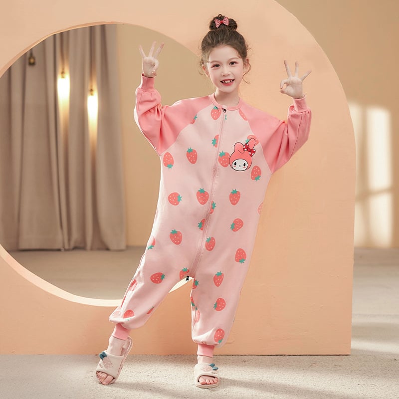 Vaikų vienos dalies naktiniai drabužiai, 95% medvilnė, unisex, 2025 m. pavasaris, animacinių filmų raštai, anti-statinis ir drėgmės pašalinimas