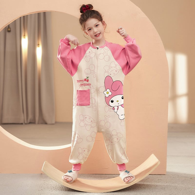 Vaikų vienos dalies naktiniai drabužiai, 95% medvilnė, unisex, 2025 m. pavasaris, animacinių filmų raštai, anti-statinis ir drėgmės pašalinimas