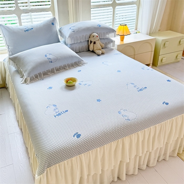 Jégselyem Mat Készlet, Három részes nyári hűsítő matrac, Összecsukható, Könnyed luxus stílus; Anyag: Viskóz Ice Silk; Szövés: Nyomtatott