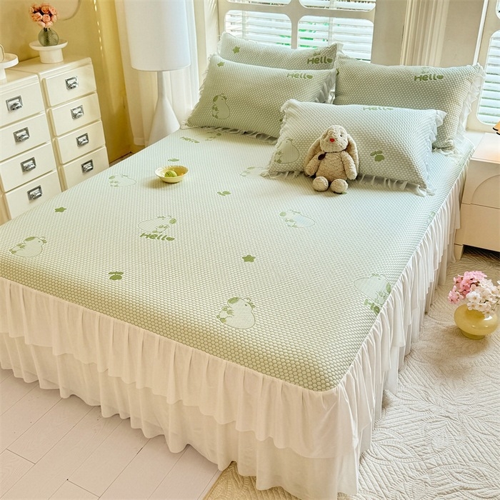 Jégselyem Mat Készlet, Három részes nyári hűsítő matrac, Összecsukható, Könnyed luxus stílus; Anyag: Viskóz Ice Silk; Szövés: Nyomtatott