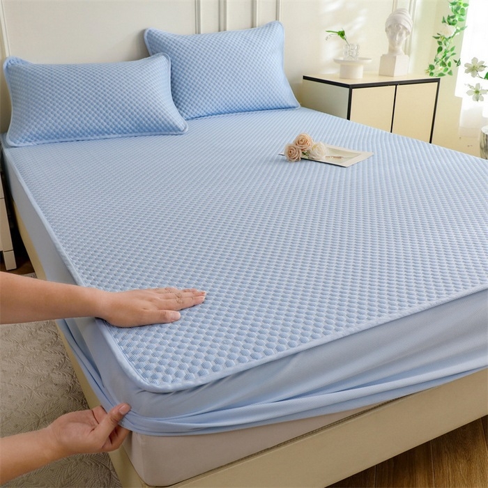 Jégselyem Mat Készlet, Három részes nyári hűsítő matrac, Összecsukható, Könnyed luxus stílus; Anyag: Viskóz Ice Silk; Szövés: Nyomtatott