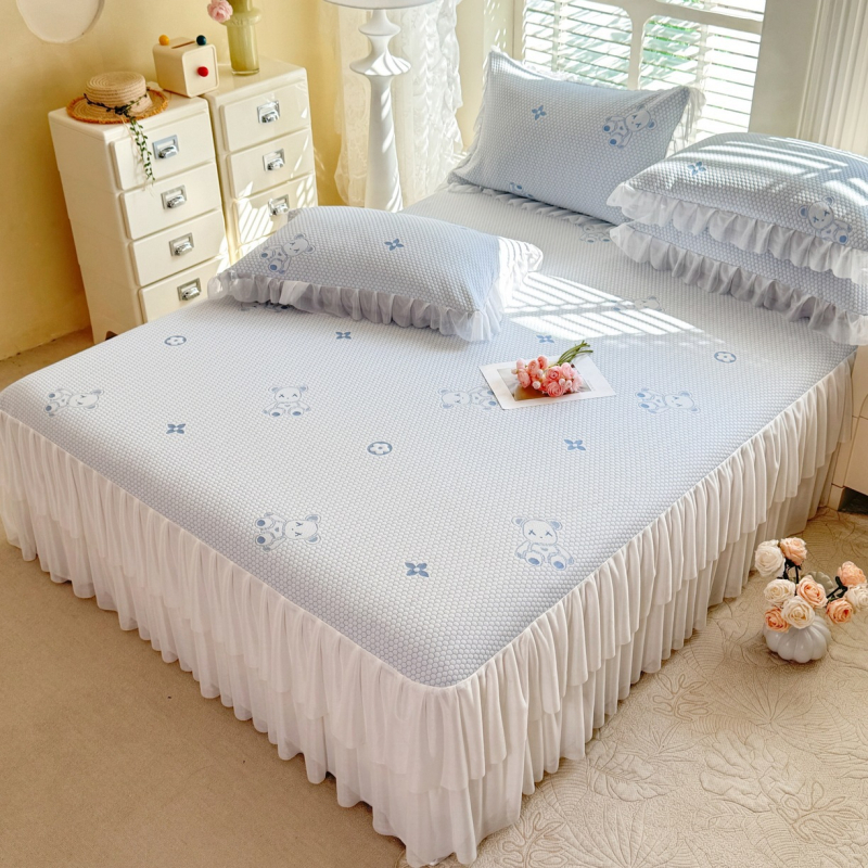 Jégselyem Mat Készlet, Három részes nyári hűsítő matrac, Összecsukható, Könnyed luxus stílus; Anyag: Viskóz Ice Silk; Szövés: Nyomtatott