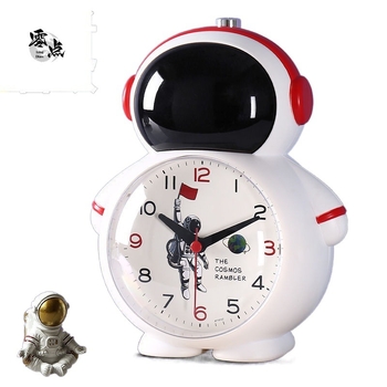 Будилник с гласа на астронавт за деца – кръгъл ABS корпус, механично движение, индикаторен дисплей, захранване със суха клетка