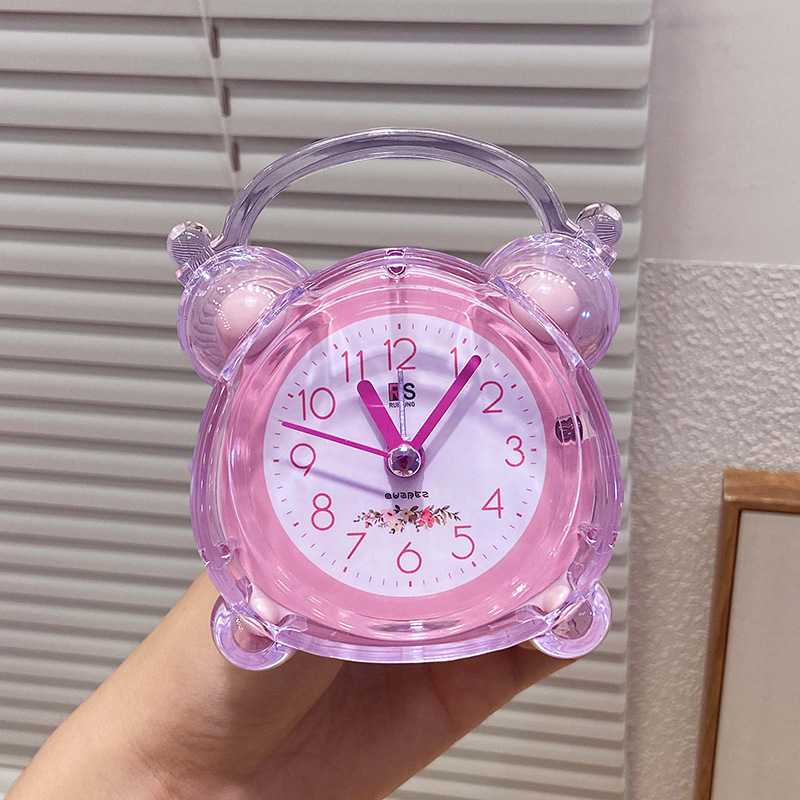 Íróasztali óra éjjeli fény funkcióval — Gyerekeknek szóló rajzfilm dizájn, műanyag tok és számlap, külső tápegység