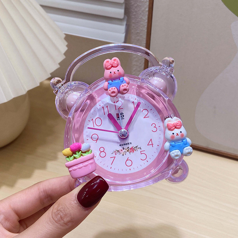 Íróasztali óra éjjeli fény funkcióval — Gyerekeknek szóló rajzfilm dizájn, műanyag tok és számlap, külső tápegység